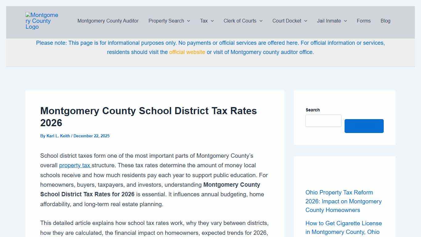 Montgomery County School District Tax Rates 2026