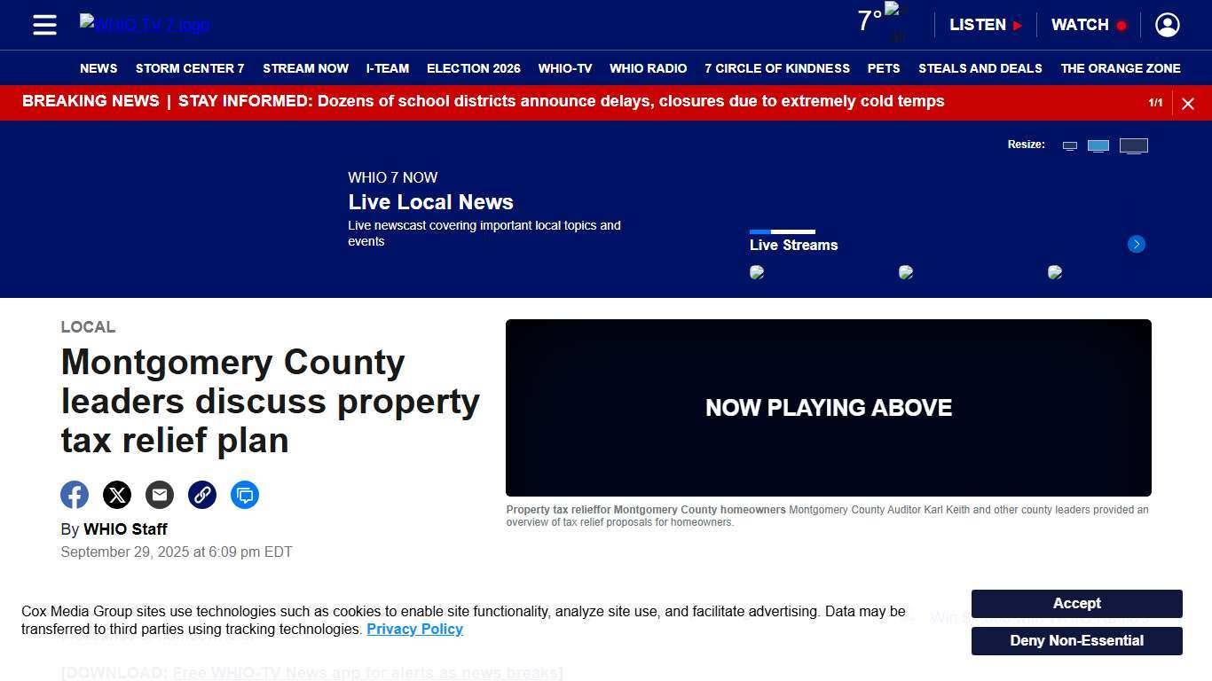 Montgomery County leaders discuss property tax relief plan – WHIO TV 7 and WHIO Radio